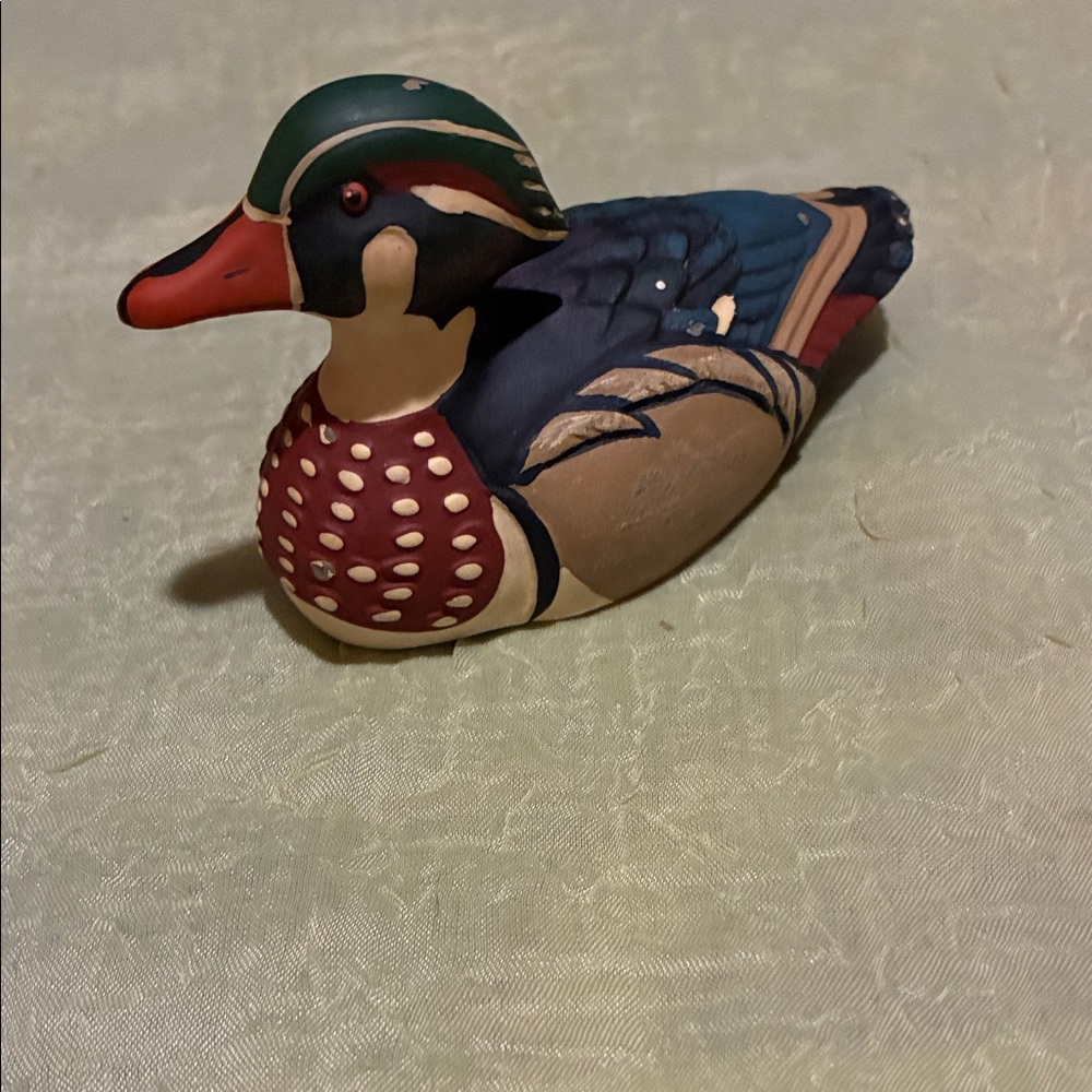 Avon Decorative Duck Figurine - Red, Green, Blue, Tan